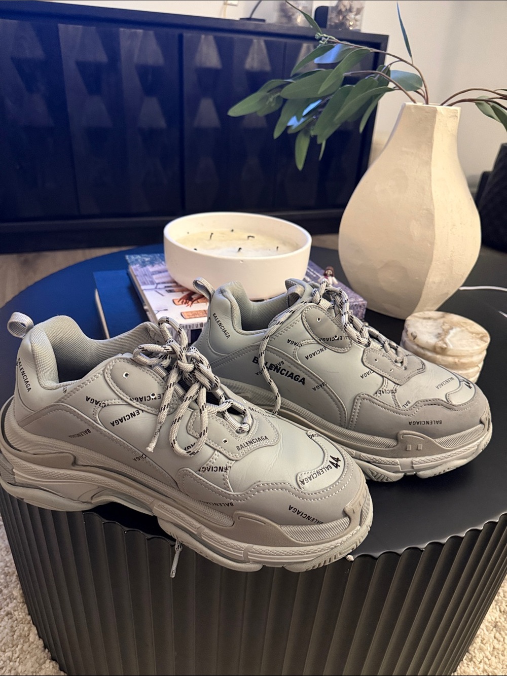 Balenciaga Gray Triple S Style Logo Sneakers